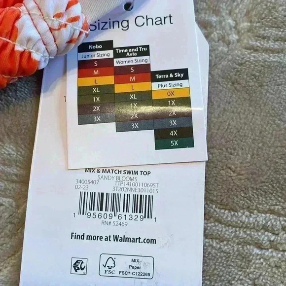 Time and Tru Orange & White 3X Two Piece Bathing Suit Bikini.  NWT - Picture 8 of 10